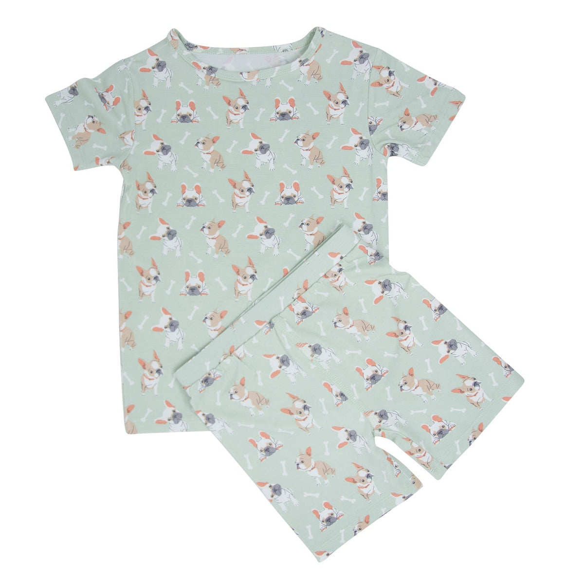 Mint Frenchie Puppy Summer Pajama Set - Quarter Circle AK Boutique