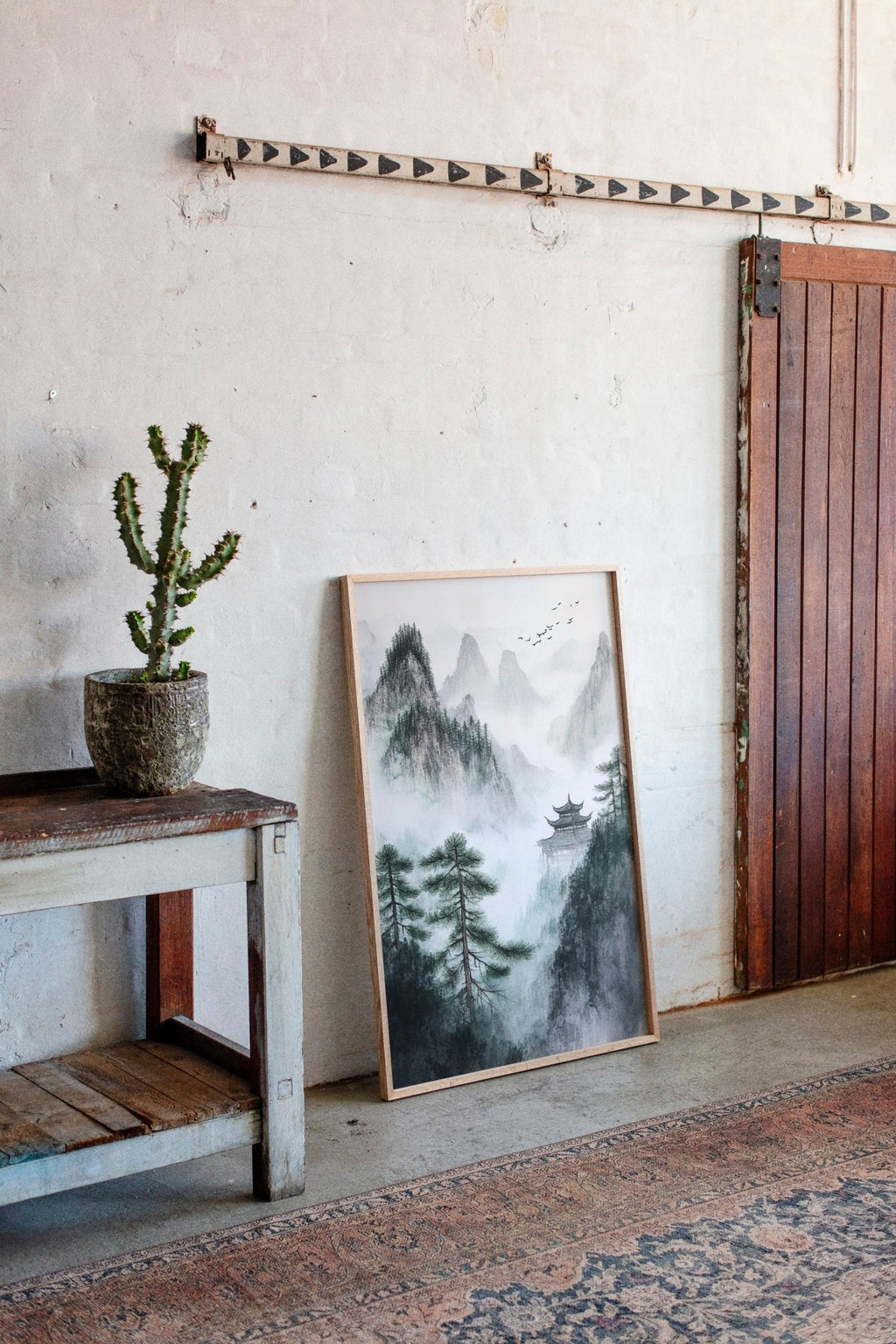 Misty Mountain Landscape – Tranquil Chinese Zen Wall Art - Quarter Circle AK Boutique