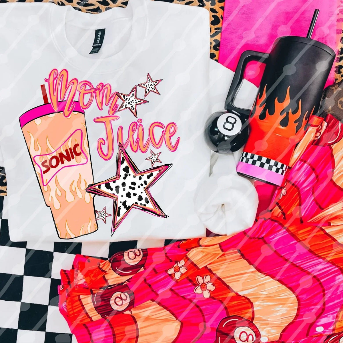 Mom Juice drive thru son Flame tee or sweatshirt - Quarter Circle AK Boutique