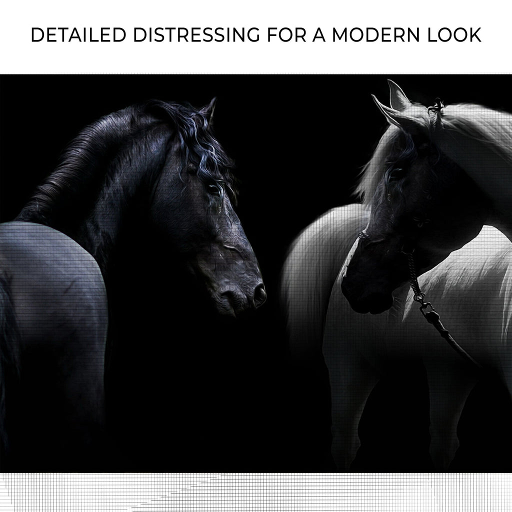 Monochromatic Horses Canvas Wall Art - Quarter Circle AK Boutique