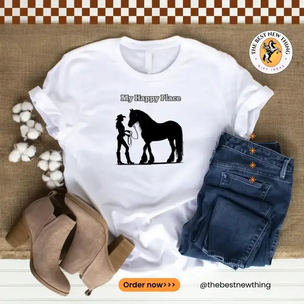 My Happy Place T-Shirt, Horse Lover Shirt, Western Tee, Farm Apparel