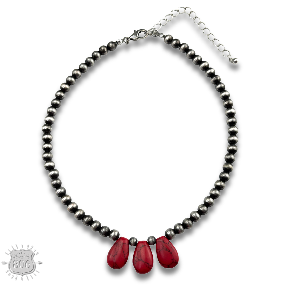 Three stone teardrop necklace