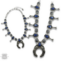Western concho squash blossom necklace with denim natural stones