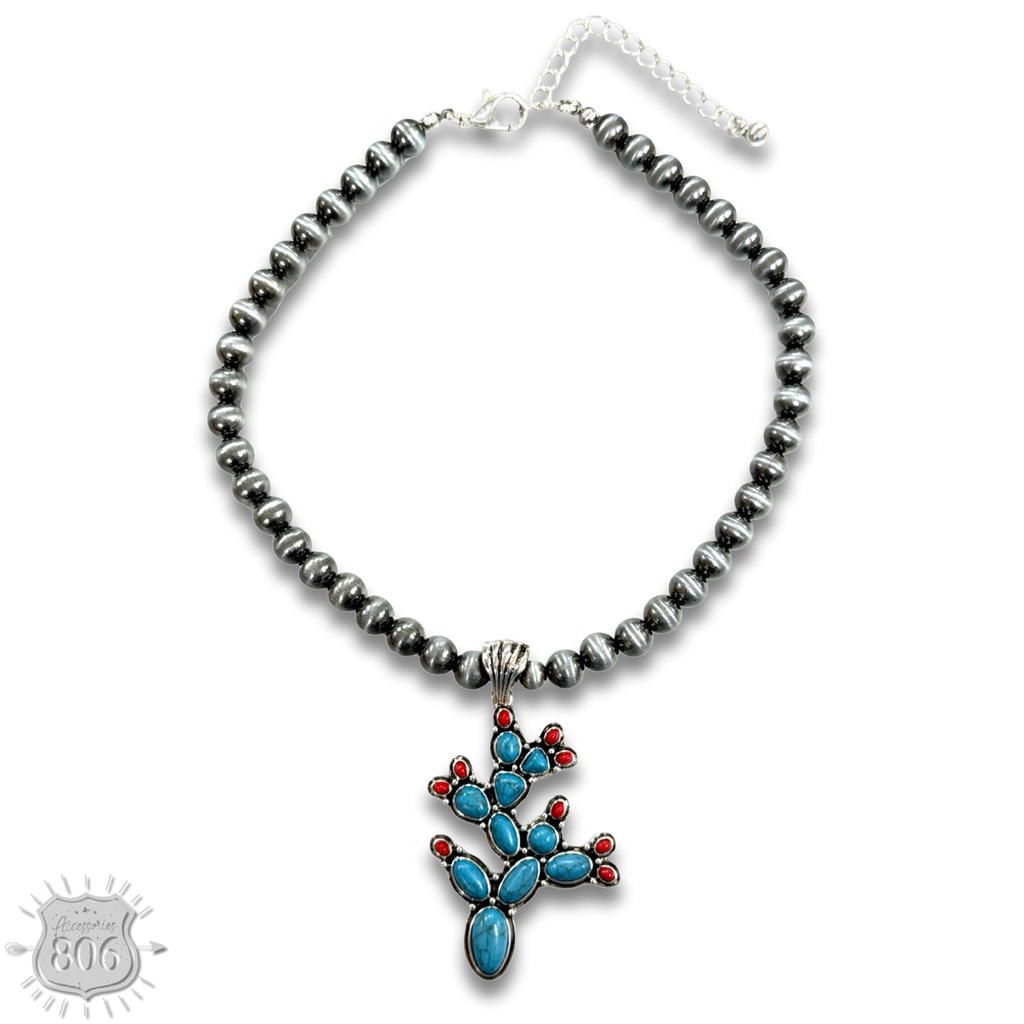 Prickly pear cactus necklace
