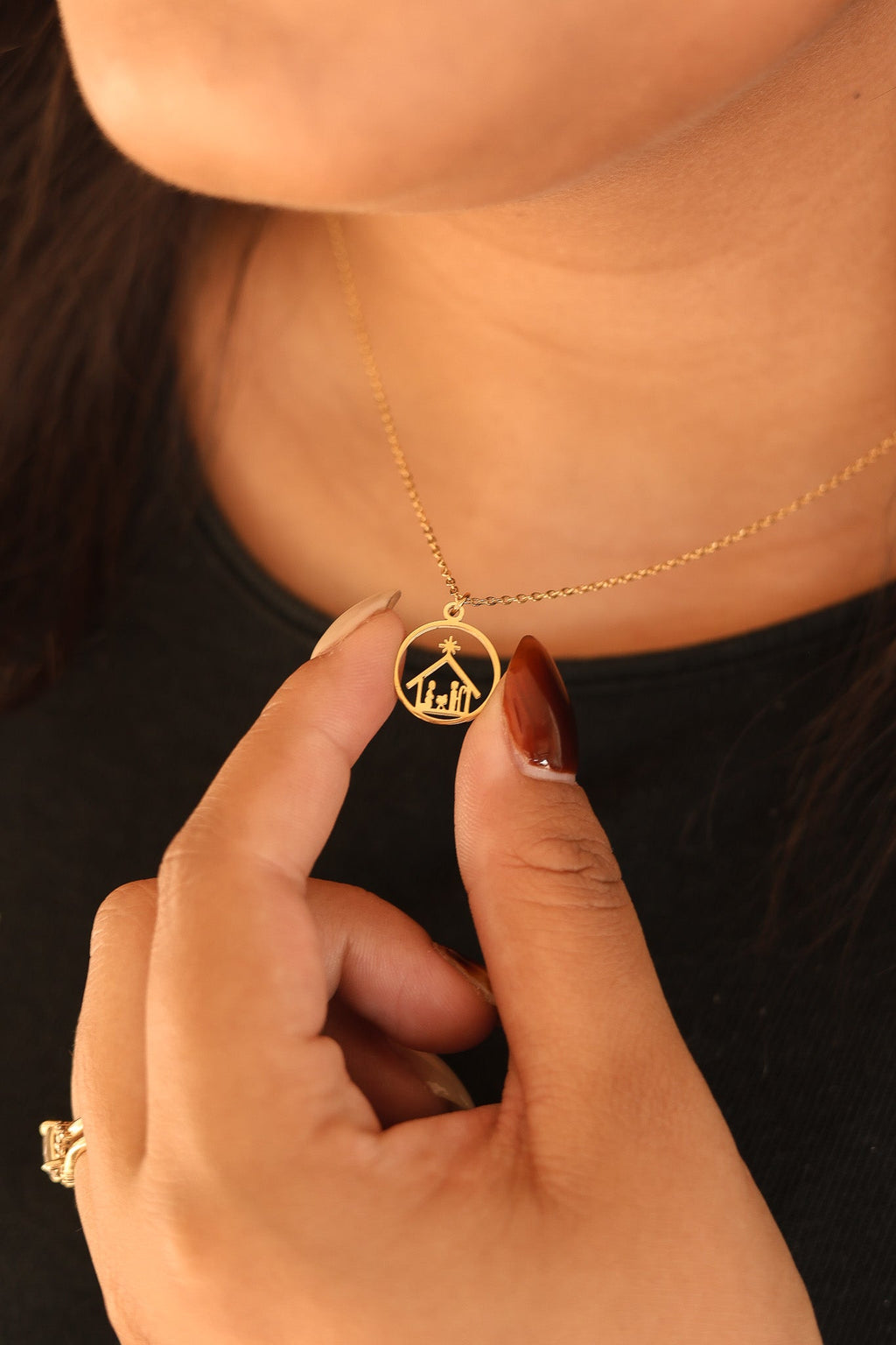 Nativity Necklace - Quarter Circle AK Boutique