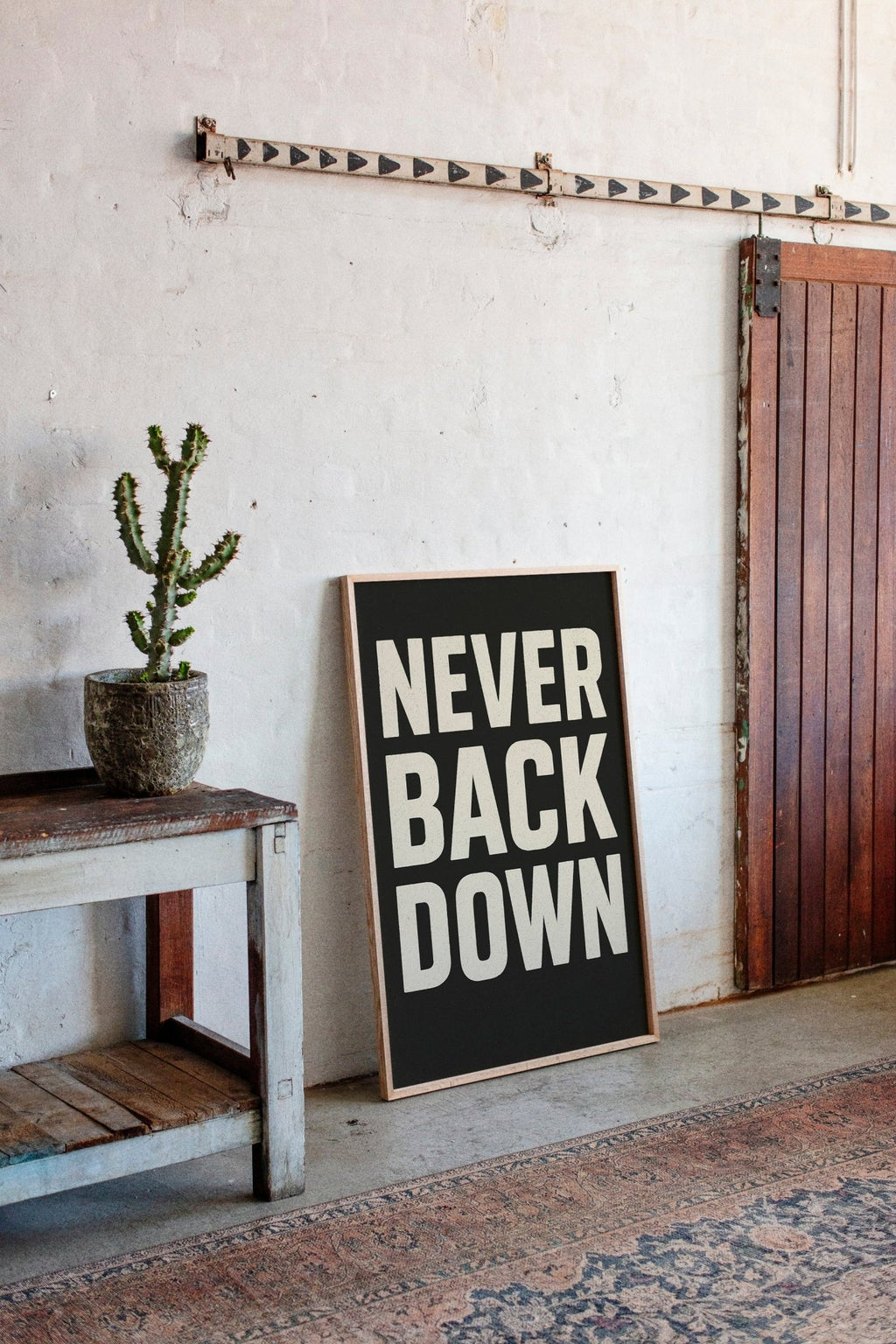 Never Back Down Grit Typography Poster - Quarter Circle AK Boutique