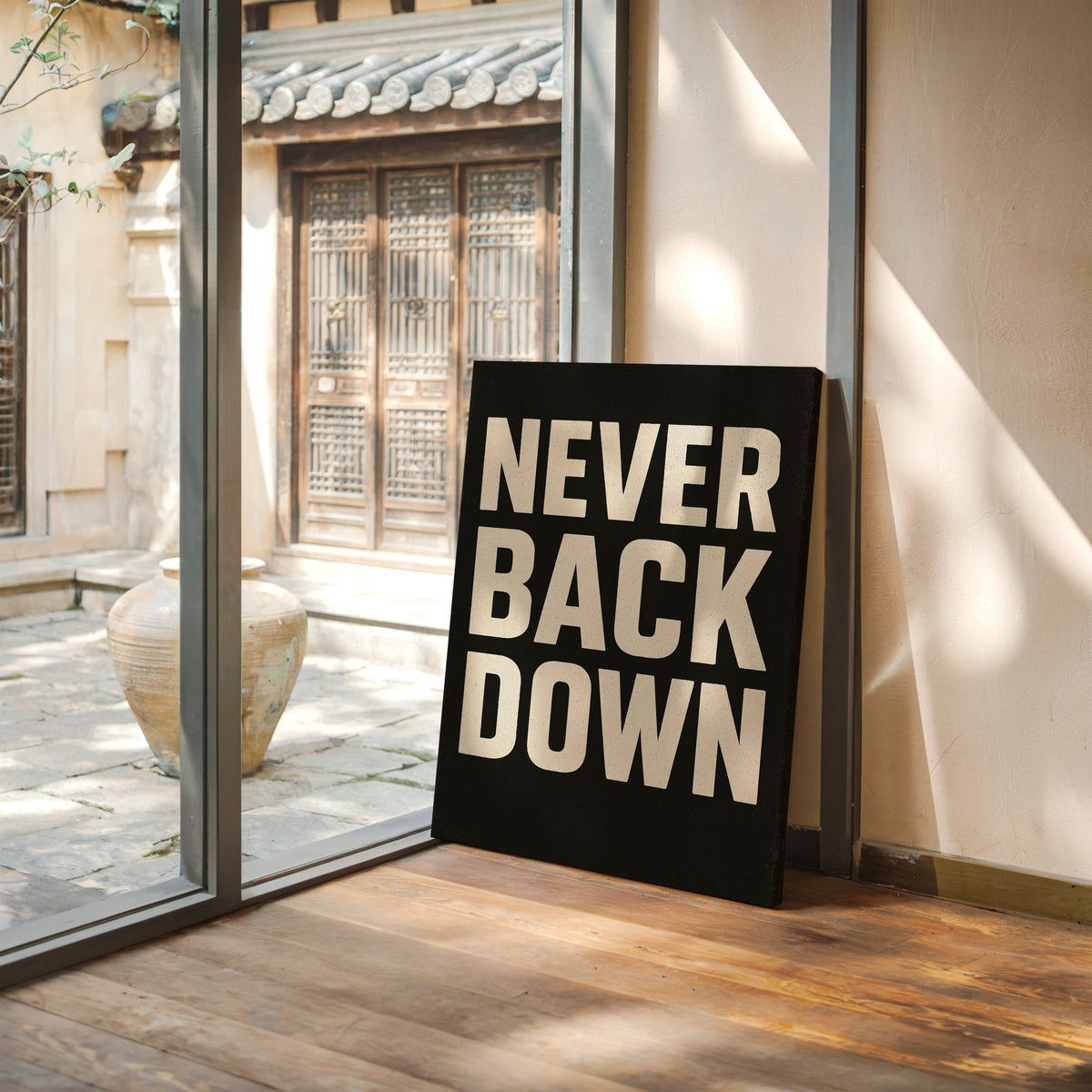 Never Back Down Grit Typography Poster - Quarter Circle AK Boutique