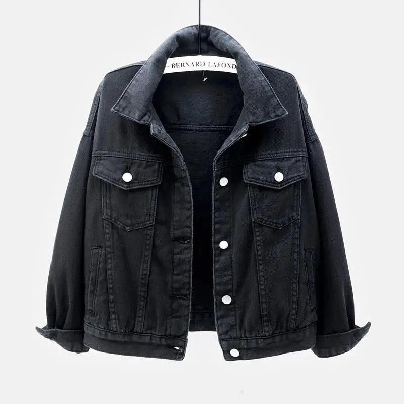 New Stunning Women's Plus Size Denim Jacket Spring Autumn Short Coat Pink Jean Jackets Casual Tops Purple Yellow White Loose Outerwear - Quarter Circle AK Boutique