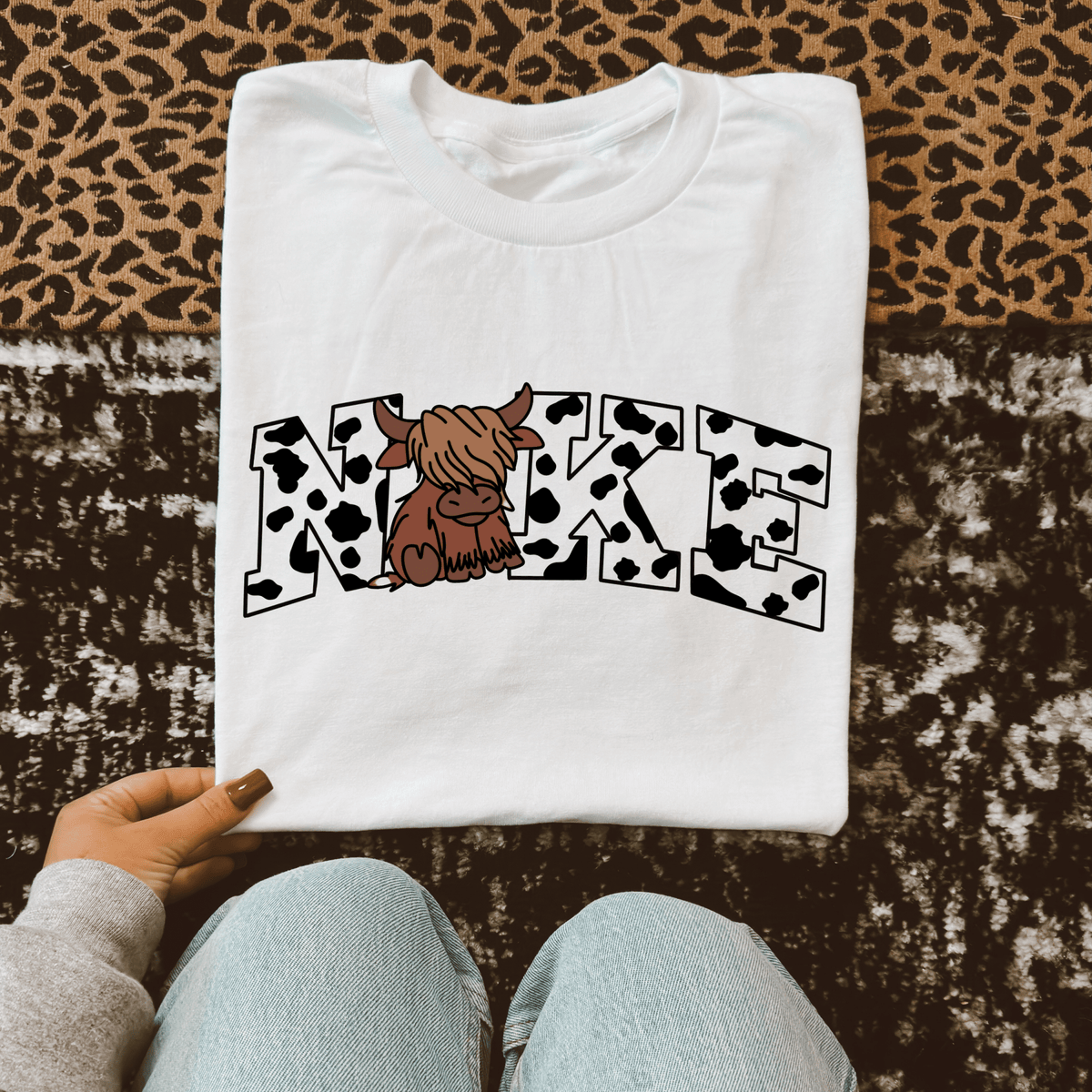 NKE HIGHLAND COW tee / sweatshirt - Quarter Circle AK Boutique