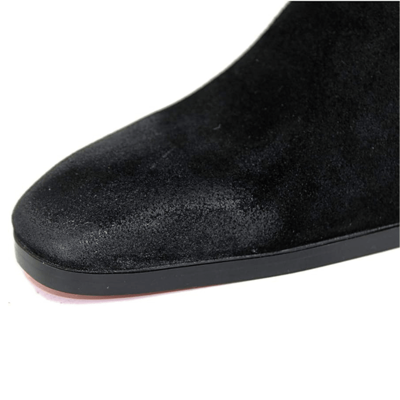 OSSTONE Men Chelsea Ankle Boots Leather Heeled Boots With Side Zipper Cuban Heel Dress Boots Disco Shoes OS-JY002 SUEDE - Quarter Circle AK Boutique