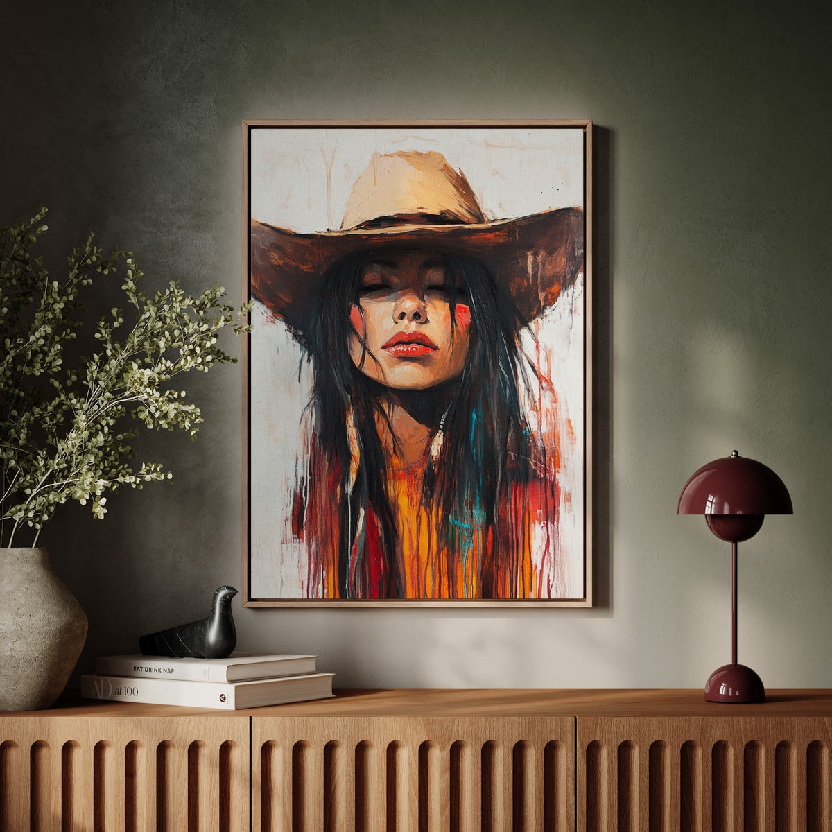 Painted Cowgirl Canvas – Boho Western Woman Wall Art - Quarter Circle AK Boutique