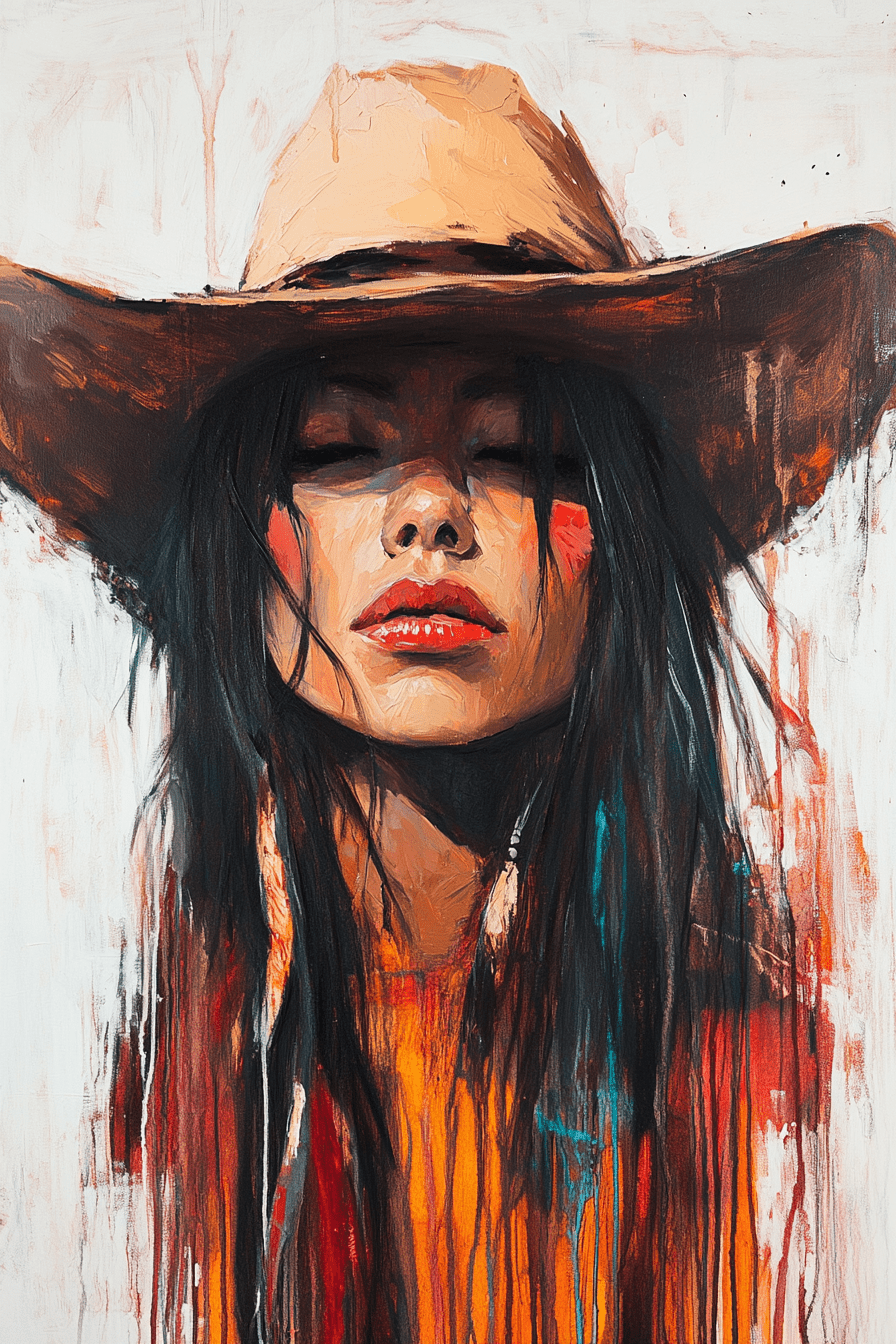 Painted Cowgirl Canvas – Boho Western Woman Wall Art - Quarter Circle AK Boutique
