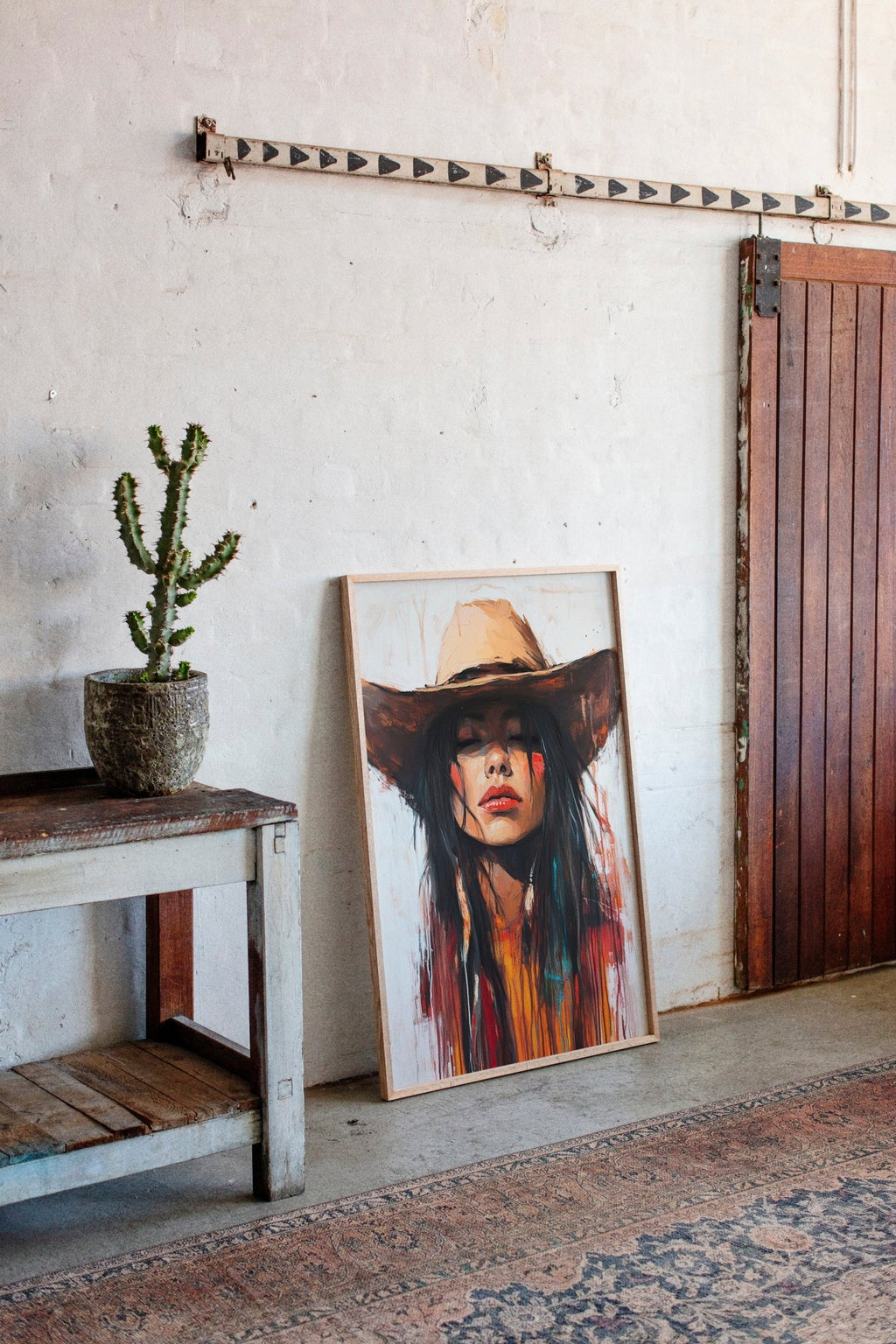 Painted Cowgirl Canvas – Boho Western Woman Wall Art - Quarter Circle AK Boutique