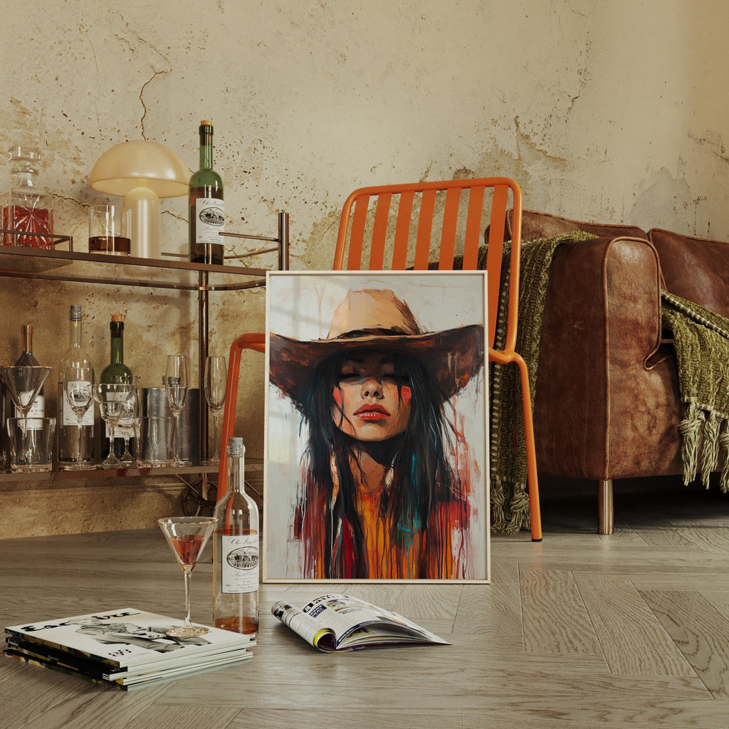 Painted Cowgirl Canvas – Boho Western Woman Wall Art - Quarter Circle AK Boutique