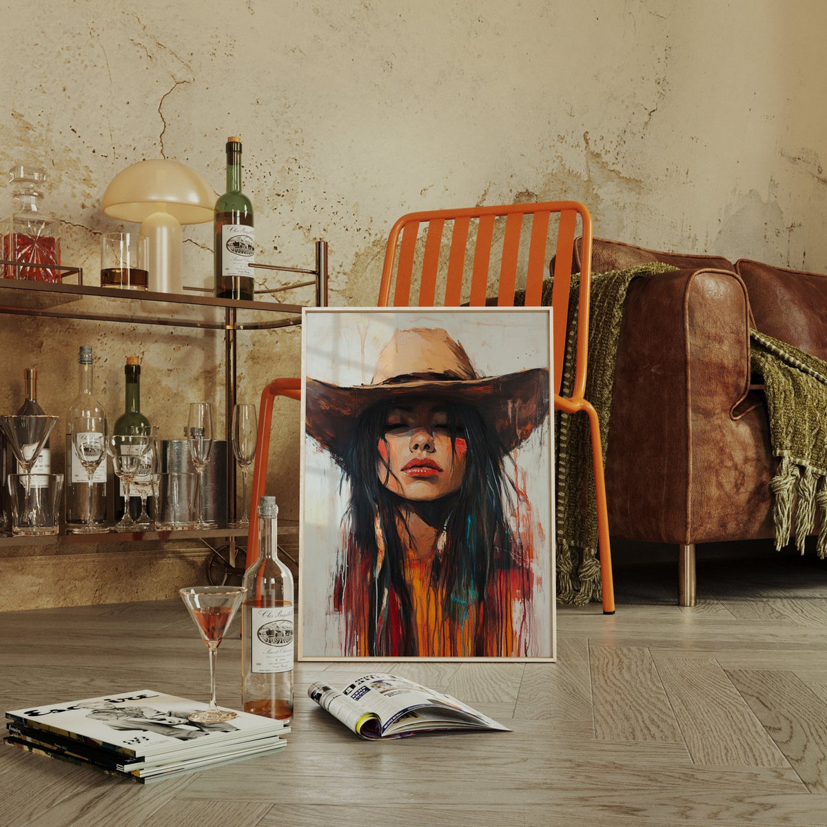 Painted Cowgirl Canvas – Boho Western Woman Wall Art - Quarter Circle AK Boutique