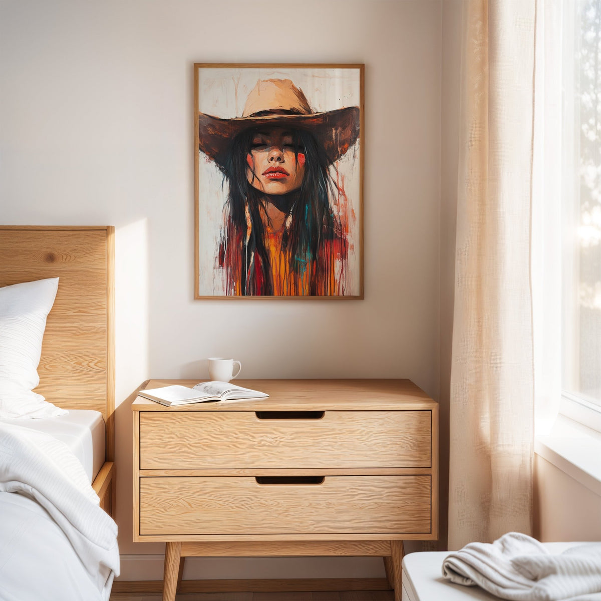 Painted Cowgirl Canvas – Boho Western Woman Wall Art - Quarter Circle AK Boutique