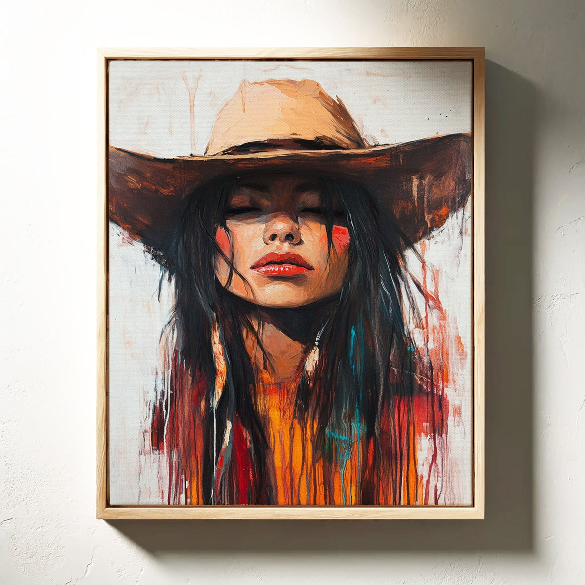Painted Cowgirl Canvas – Boho Western Woman Wall Art - Quarter Circle AK Boutique