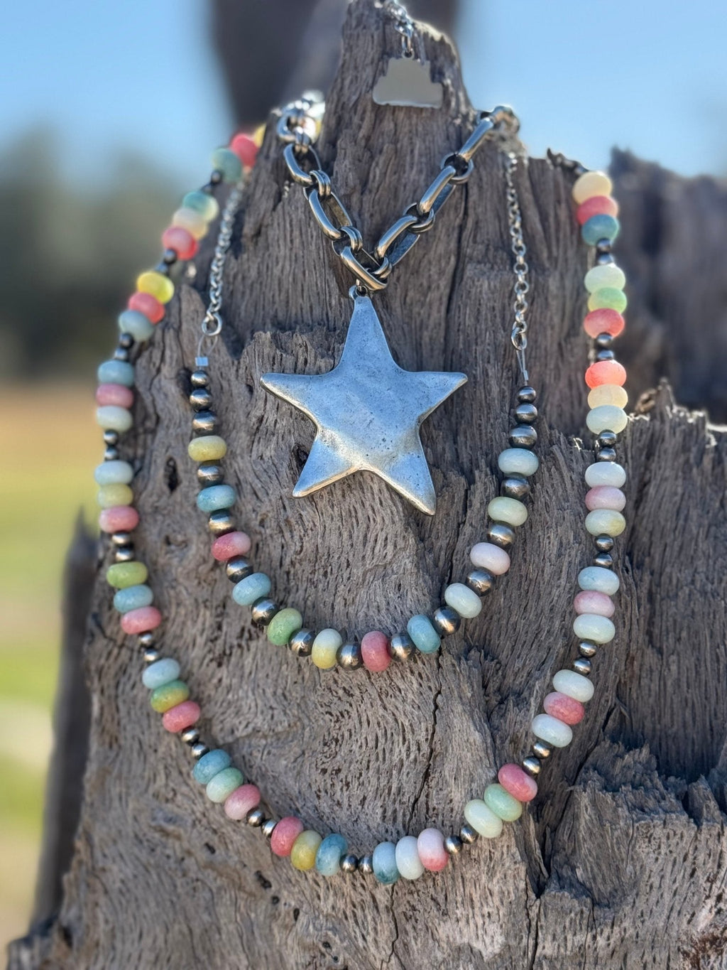 Pastel Bead and Chunky Star Necklace Jewelry Stack Bundle