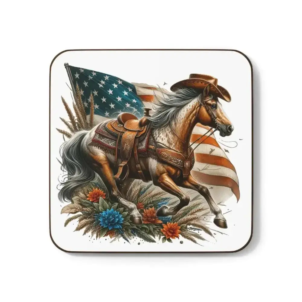 Patriotic Horse Beverage Bar Coaster, Western Bar Accessories