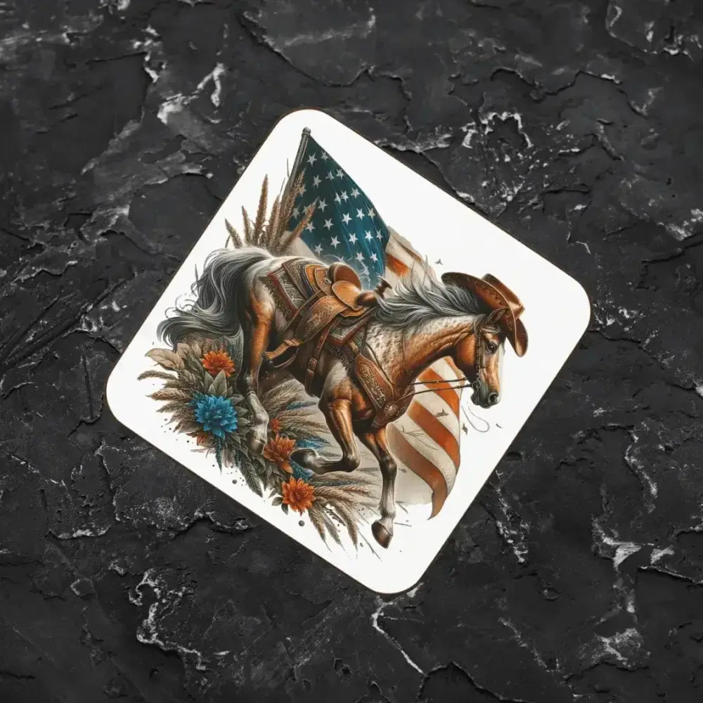 Patriotic Horse Beverage Bar Coaster, Western Bar Accessories