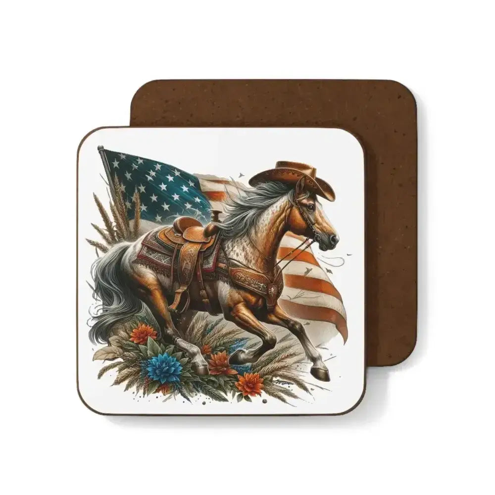 Patriotic Horse Beverage Bar Coaster, Western Bar Accessories