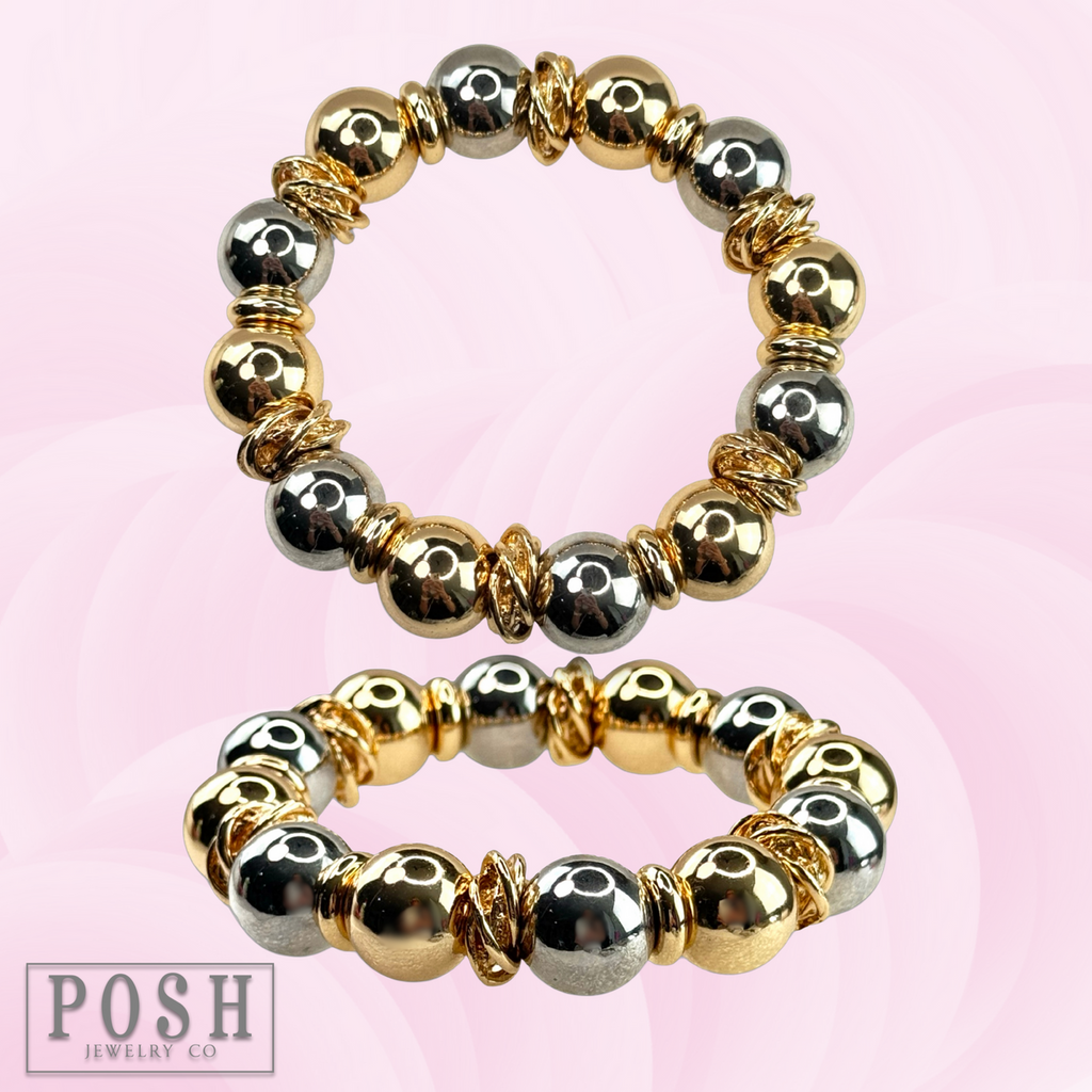 Two tone shiny bead bracelet