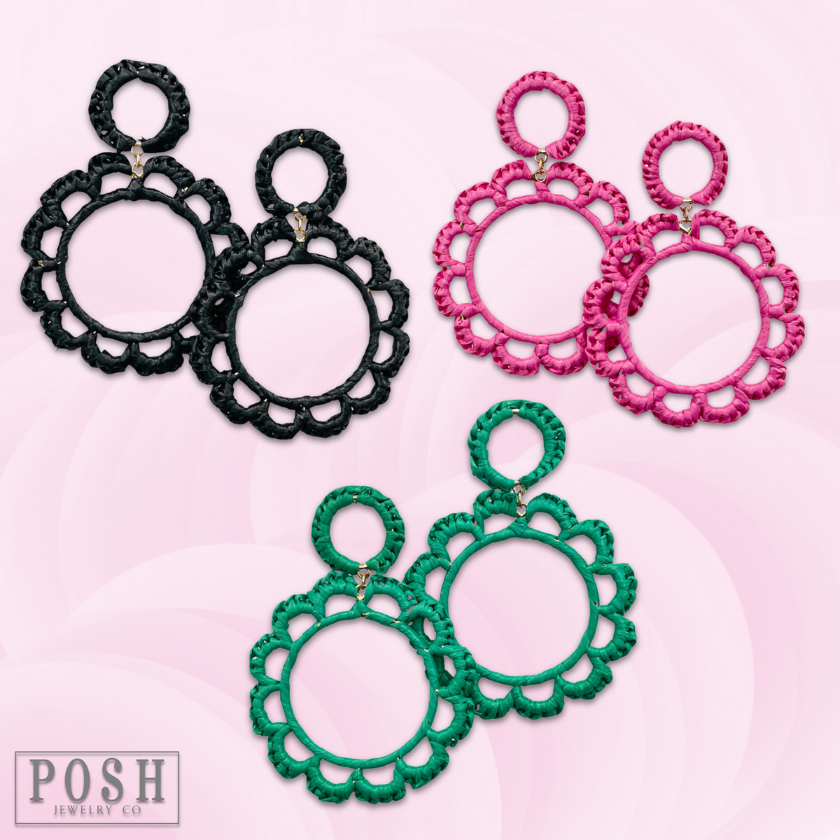 Raffia circle earring, last call