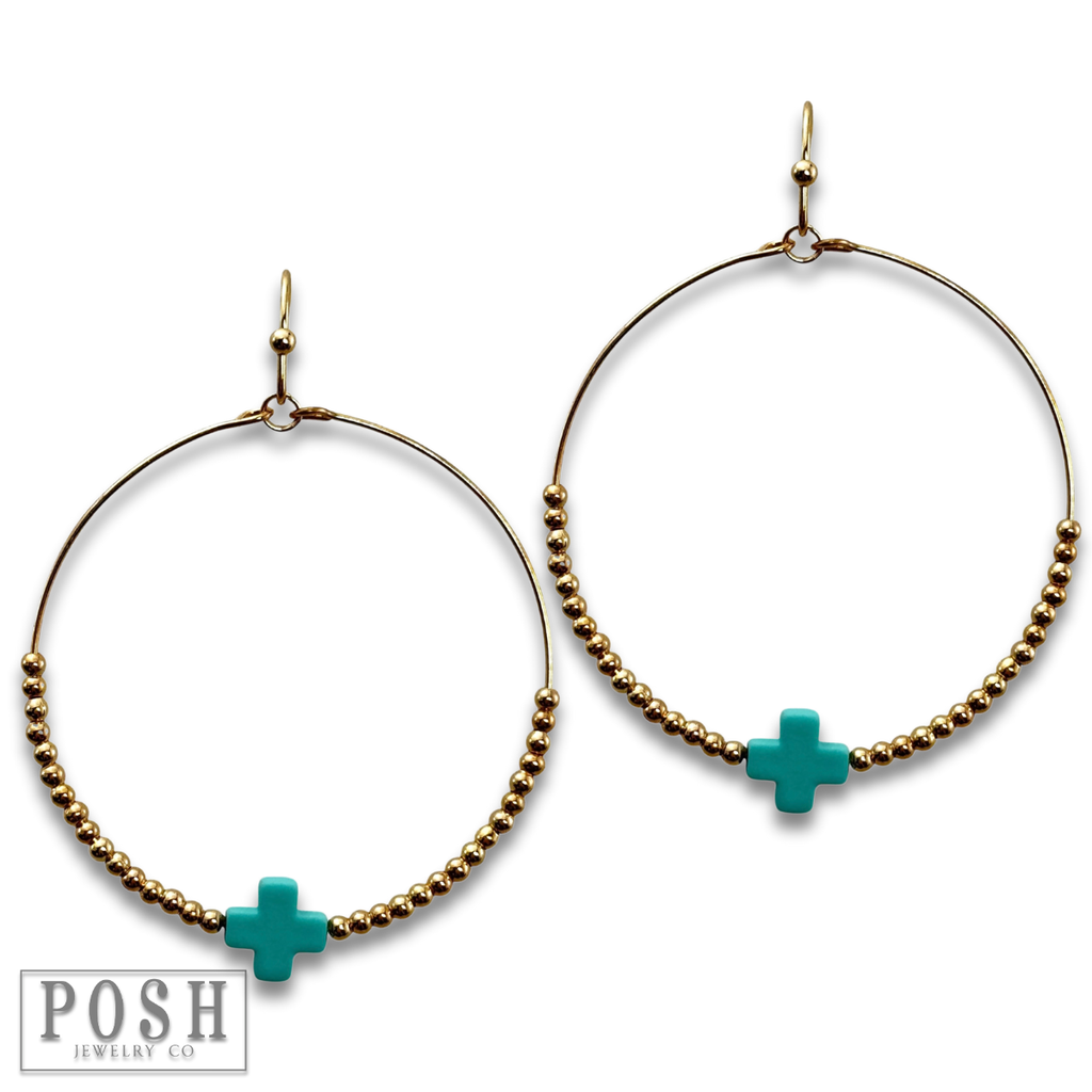 Square cross circle earring