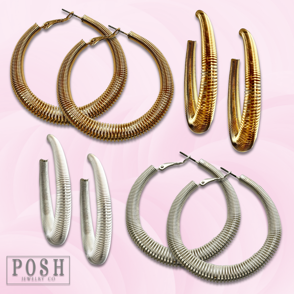 Coil spring look hoop earring