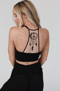 Peace Dreamcatcher Tattoo Bralette - Black - Quarter Circle AK Boutique