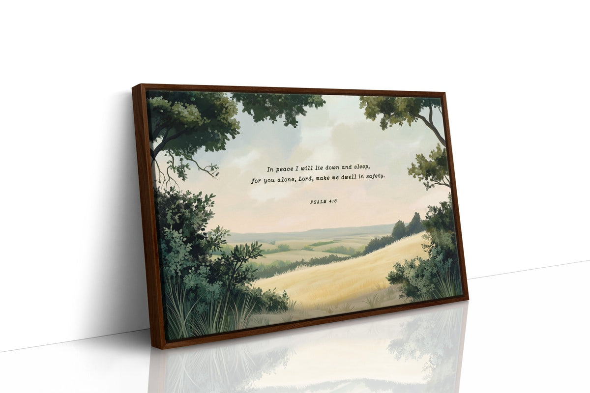 Peaceful Meadow with Psalm 4:8 Scripture - Quarter Circle AK Boutique