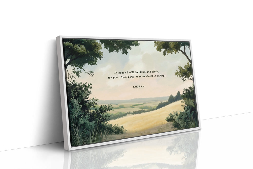Peaceful Meadow with Psalm 4:8 Scripture - Quarter Circle AK Boutique