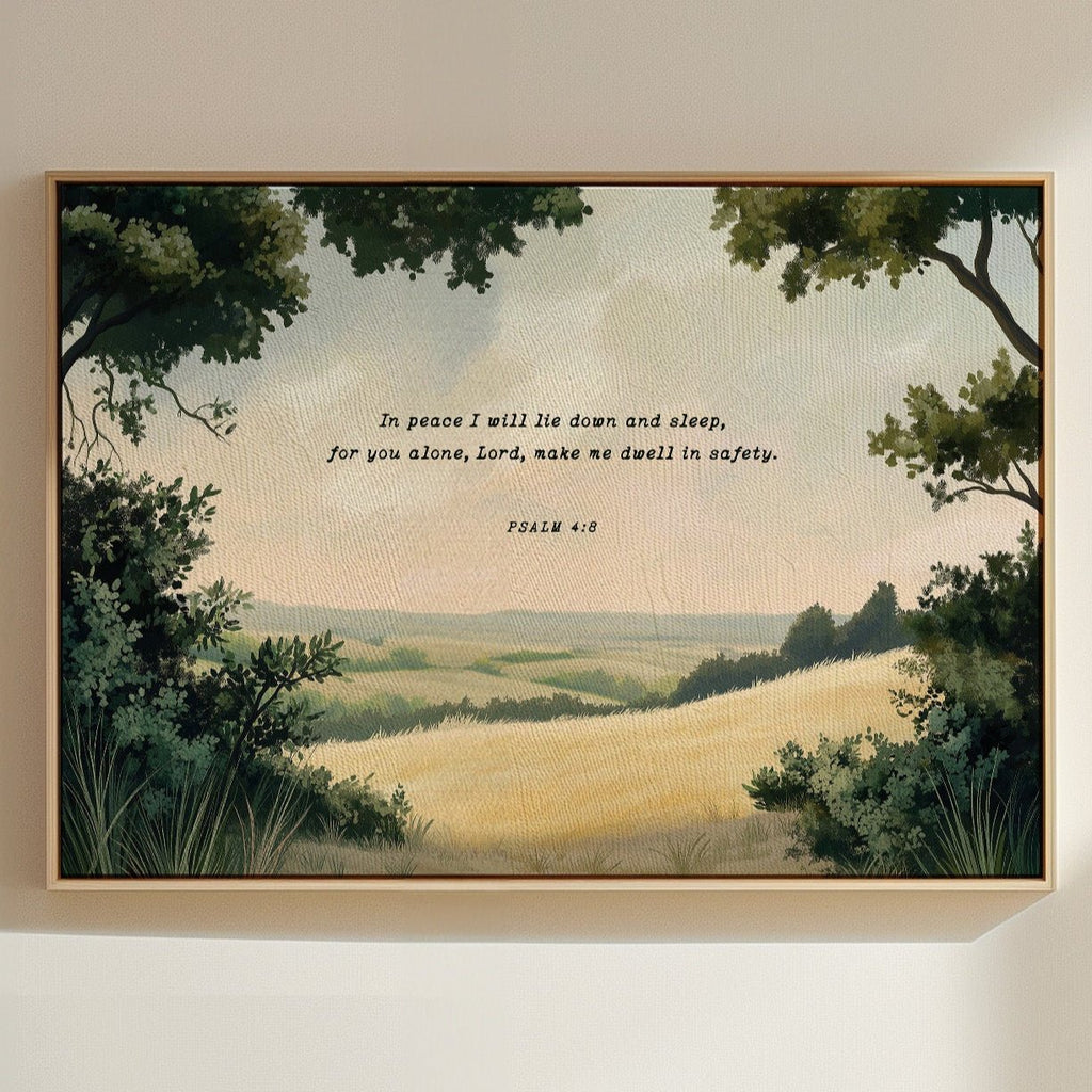 Peaceful Meadow with Psalm 4:8 Scripture - Quarter Circle AK Boutique