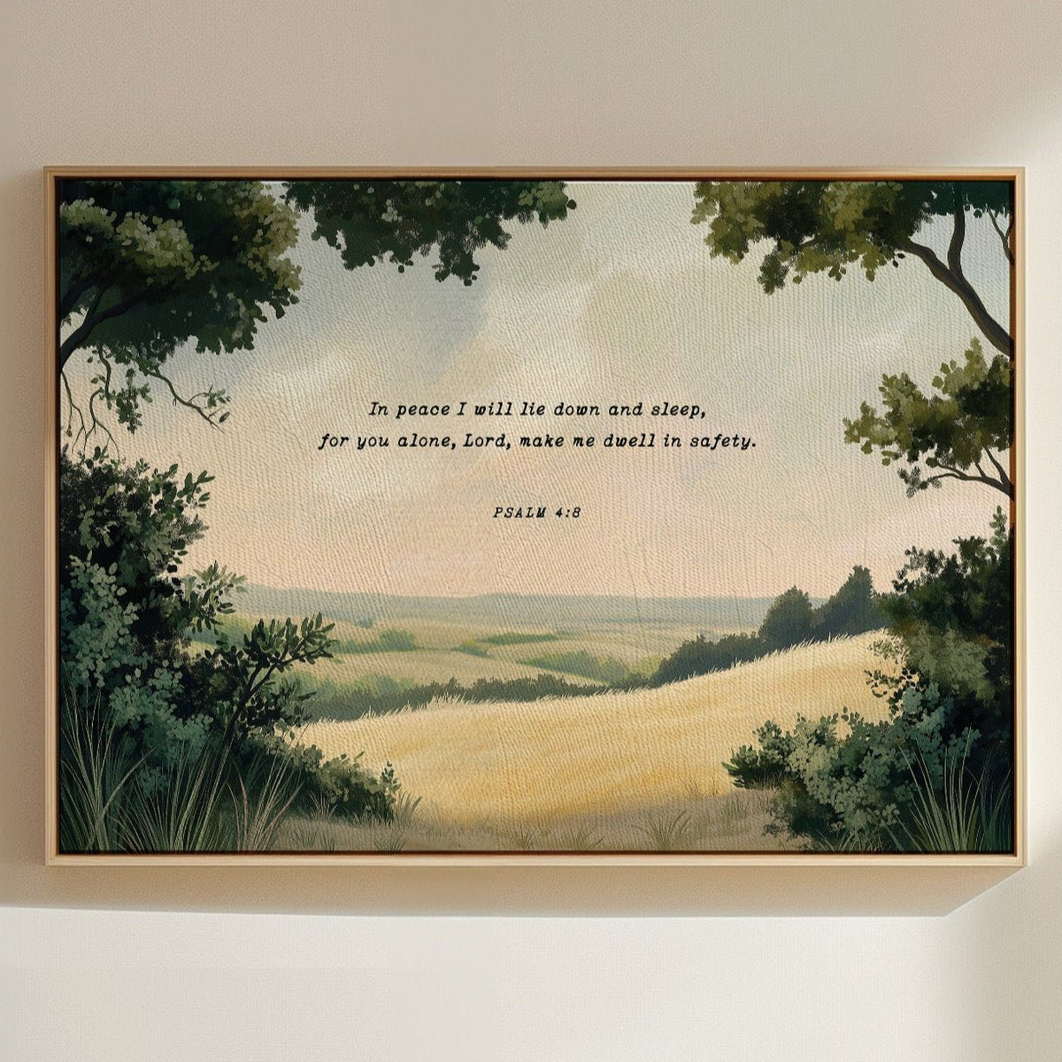 Peaceful Meadow with Psalm 4:8 Scripture - Quarter Circle AK Boutique