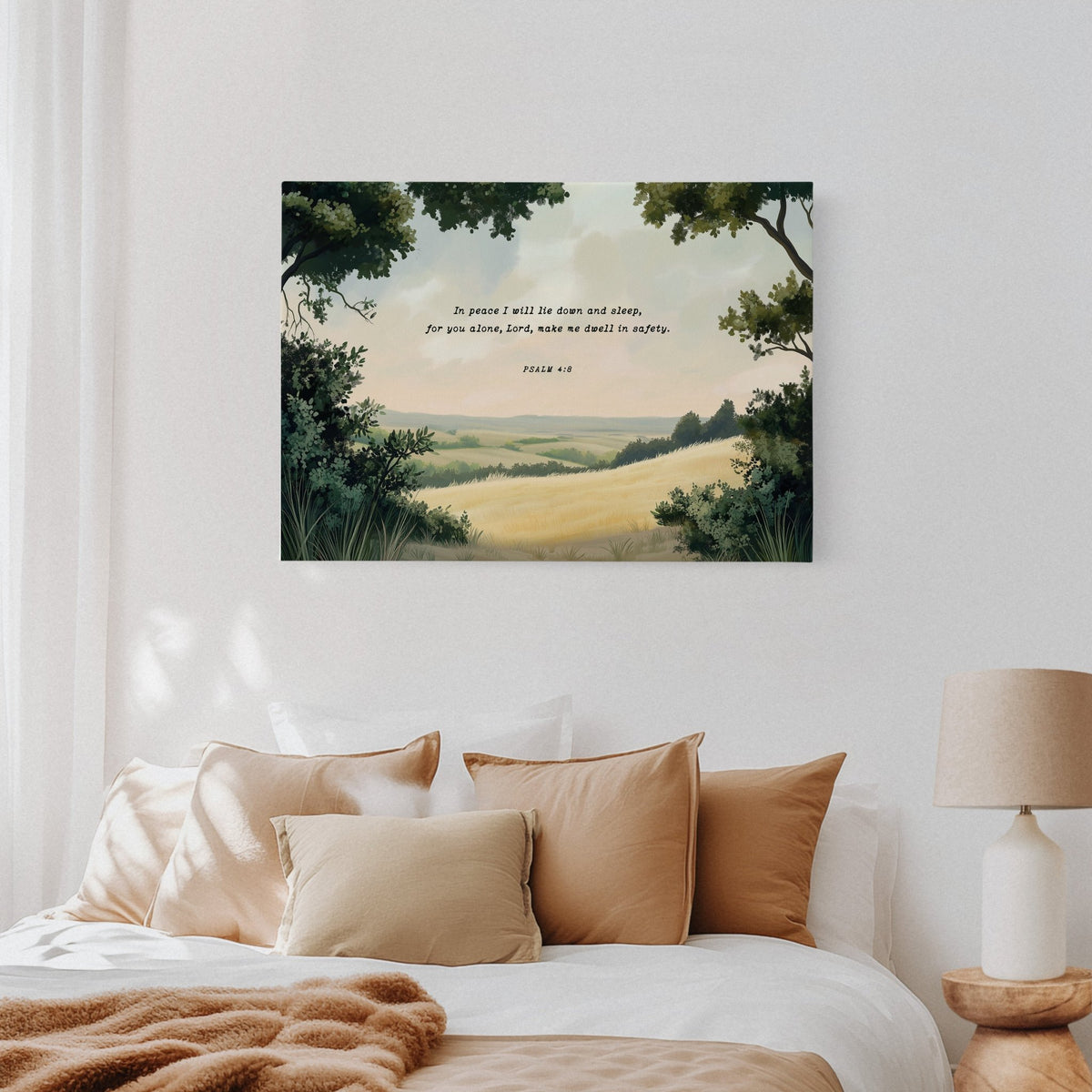 Peaceful Meadow with Psalm 4:8 Scripture - Quarter Circle AK Boutique