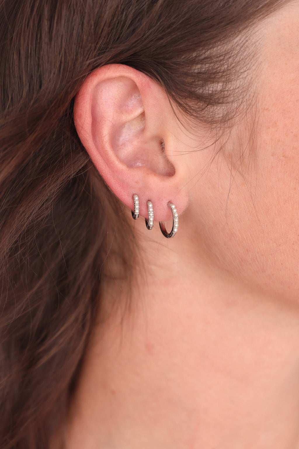Pearl Micro Hoop - Quarter Circle AK Boutique