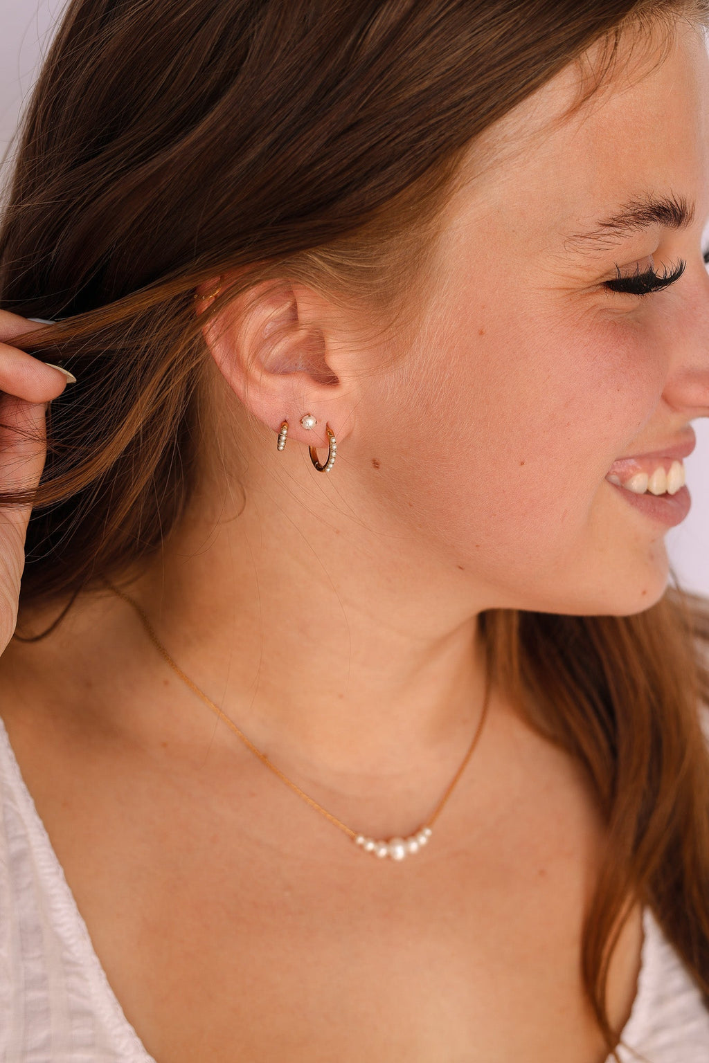 Pearl Micro Hoop - Quarter Circle AK Boutique