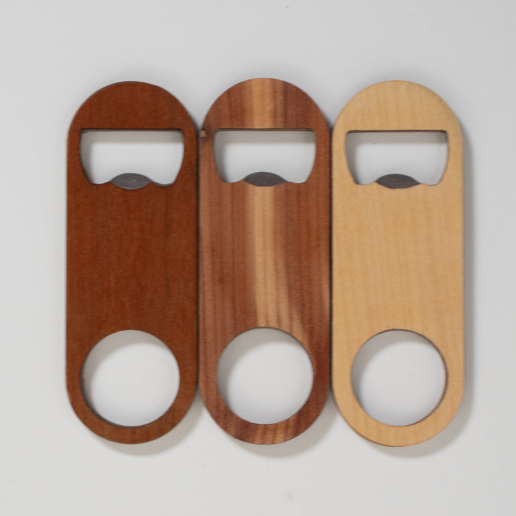 Personalized Wood Veneer Small Bottle Opener - Quarter Circle AK Boutique