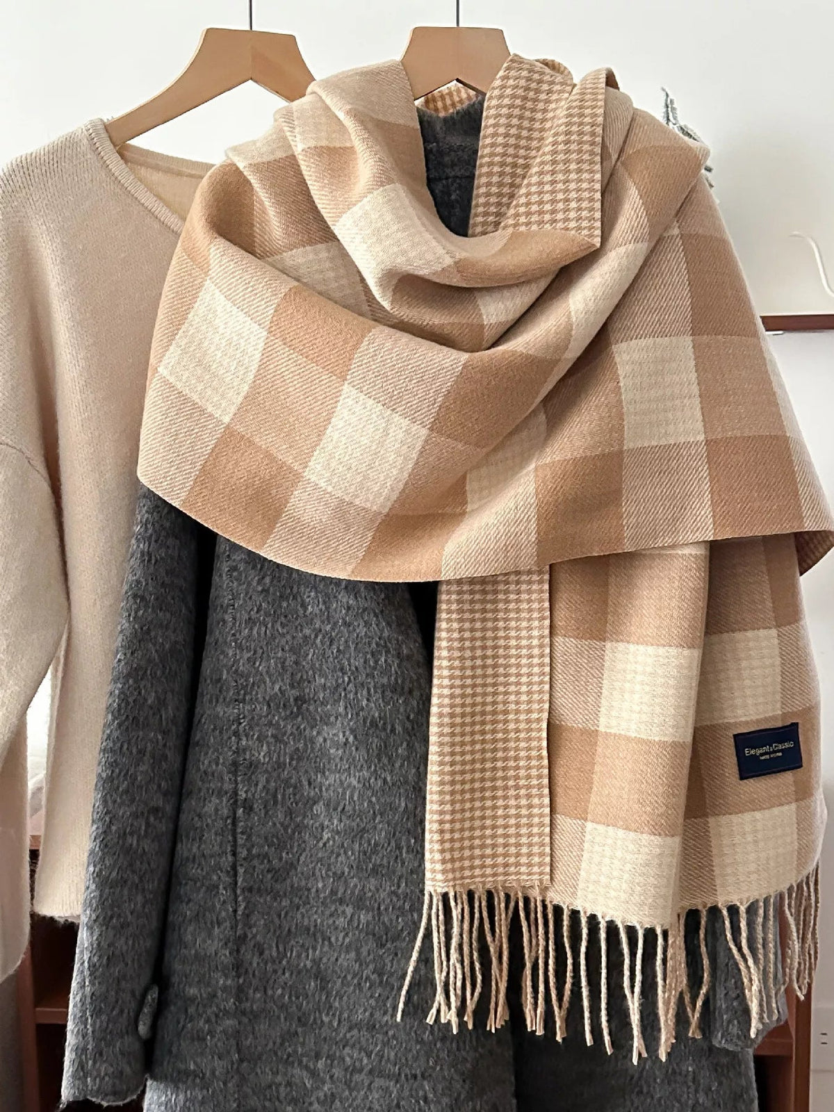 Plaid Tassel Winter Scarf - Quarter Circle AK Boutique