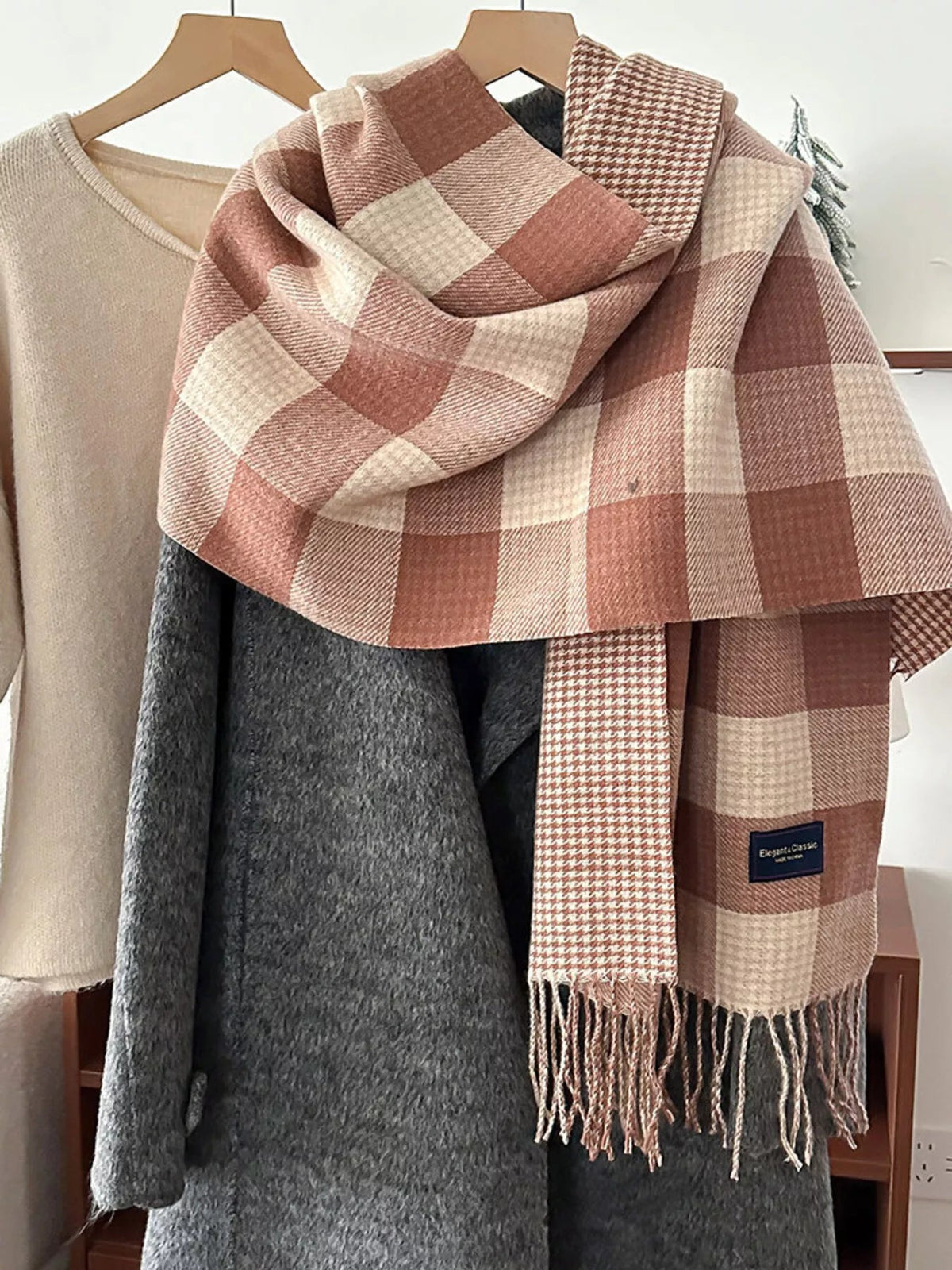 Plaid Tassel Winter Scarf - Quarter Circle AK Boutique