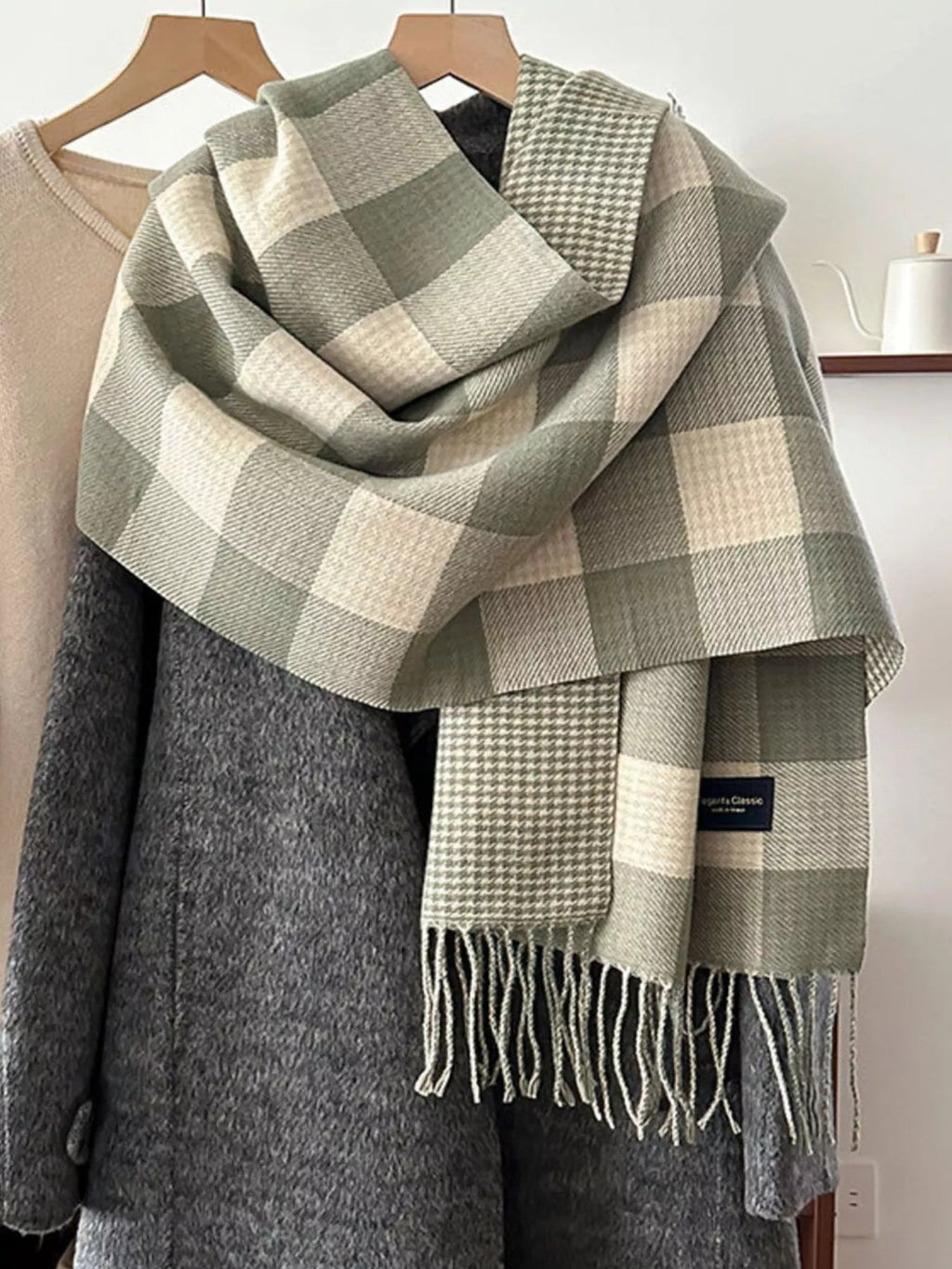 Plaid Tassel Winter Scarf - Quarter Circle AK Boutique