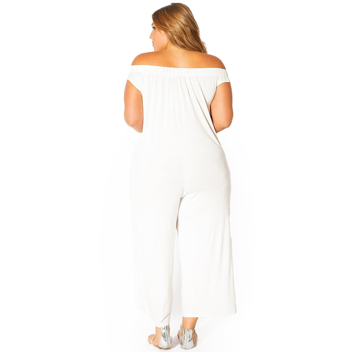 Plus Size Off-Shoulder Wide Leg Jumpsuit - Bellatrix - Quarter Circle AK Boutique