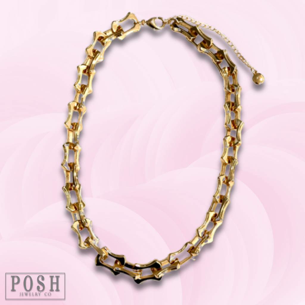 Large link chunky gold chain necklace - LC