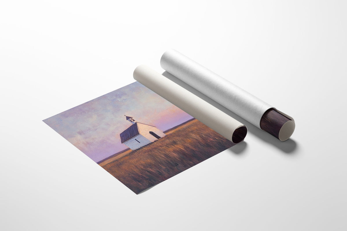 Prairie Moon Chapel Canvas – Minimalist Country Church Wall Art - Quarter Circle AK Boutique