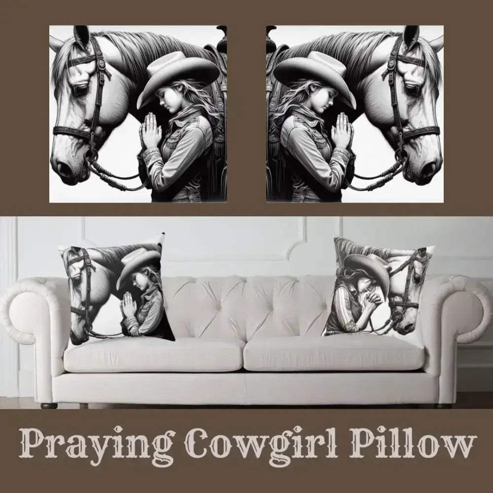 Praying Cowgirl Pillow, Western Decor Gifts, Cowgirl Pillow