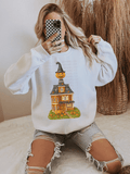 Pumpkin Head Hat House “Jack’s Trick-or-Treat Tavern” Tee or Sweatshirt – Halloween Graphic Shirt - Quarter Circle AK Boutique