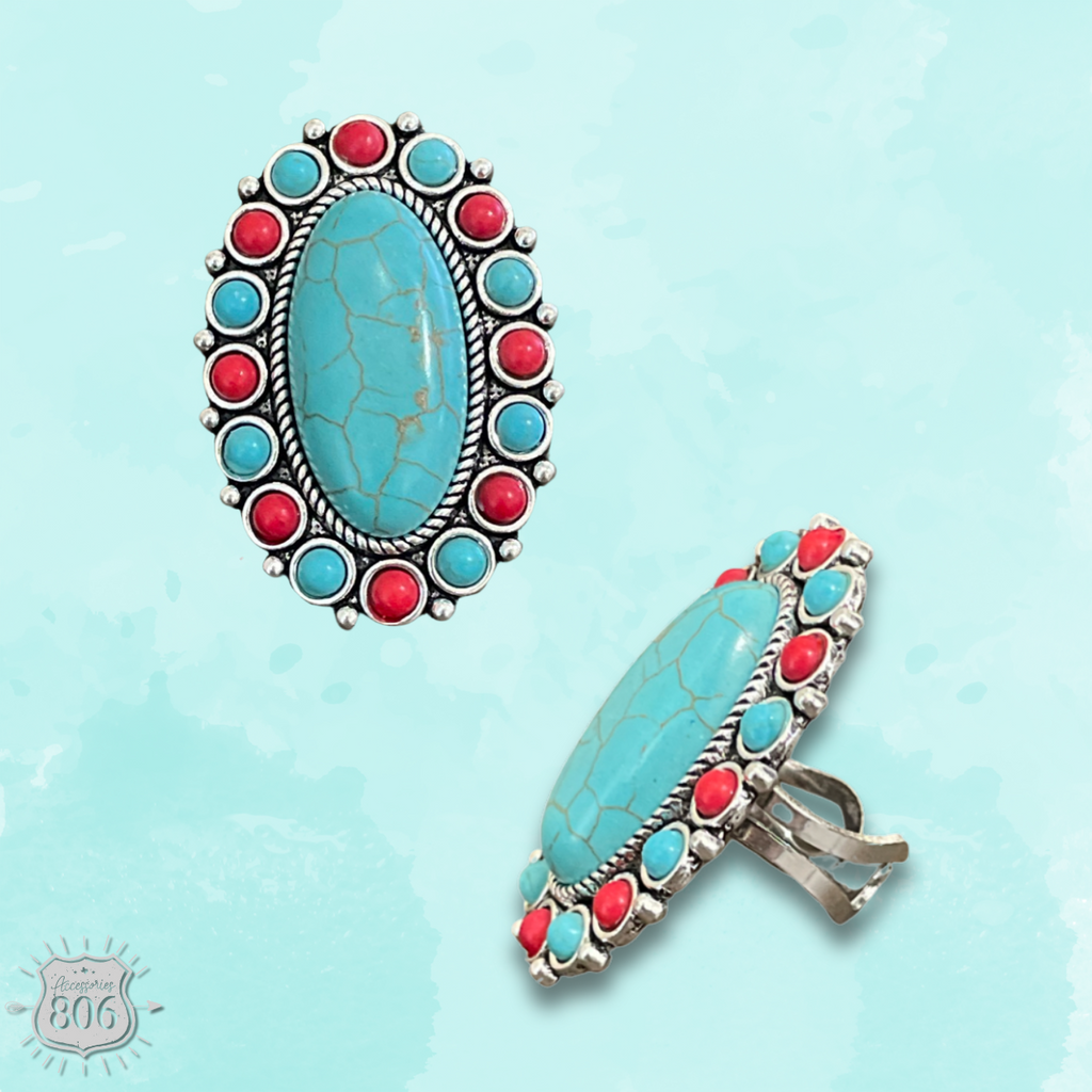 Two tone oval stone ring