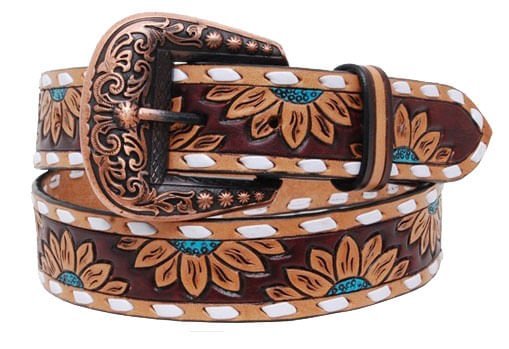 Rafter T Turquoise Sunflower Ladies' Belt - Quarter Circle AK Boutique