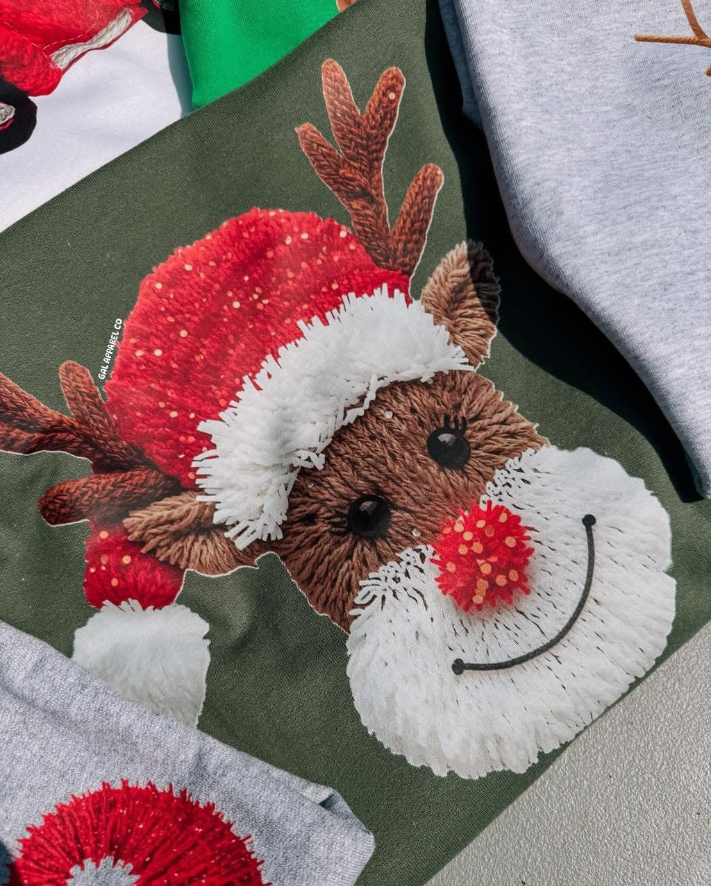 Reindeer faux yawn tee or sweatshirt - Quarter Circle AK Boutique