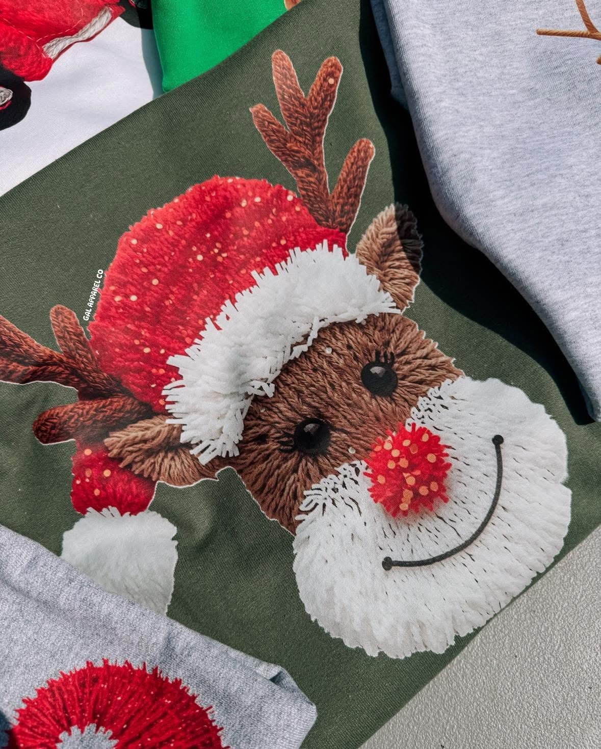 Reindeer faux yawn tee or sweatshirt - Quarter Circle AK Boutique